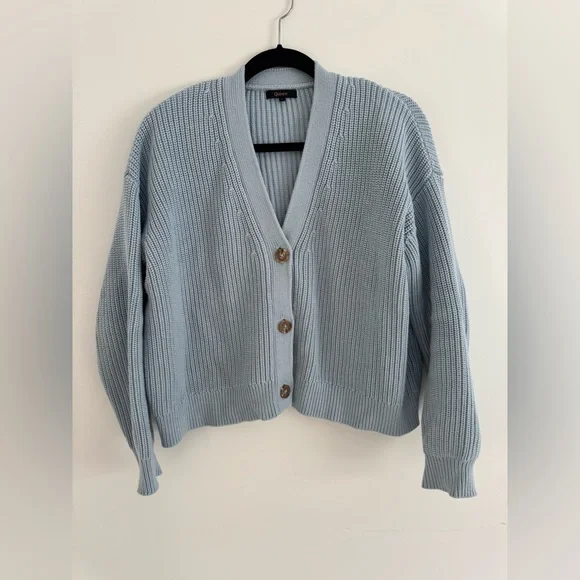 Quince Cotton Fisherman Boxy Cropped Cardigan size small - Picture 2 of 3
